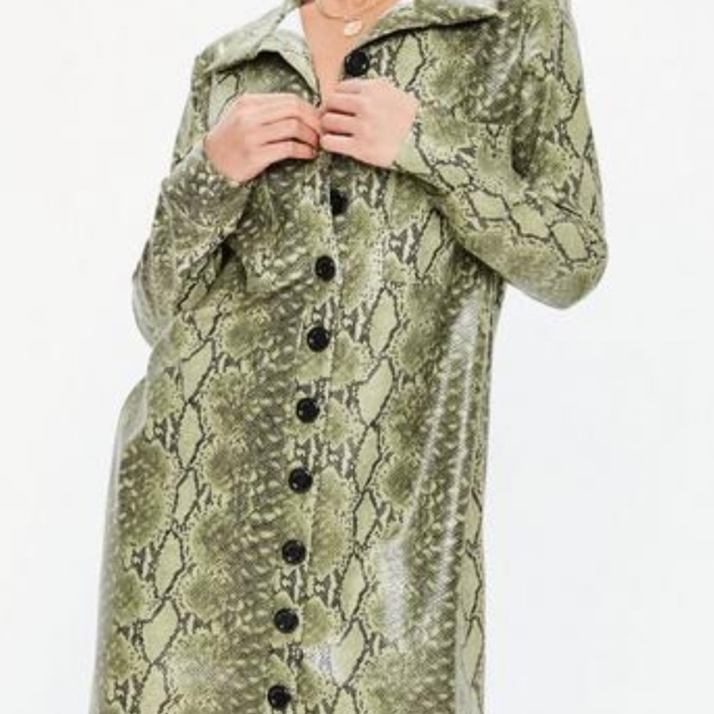 Missguidedus Green Faux Leather Snakeskin Dress